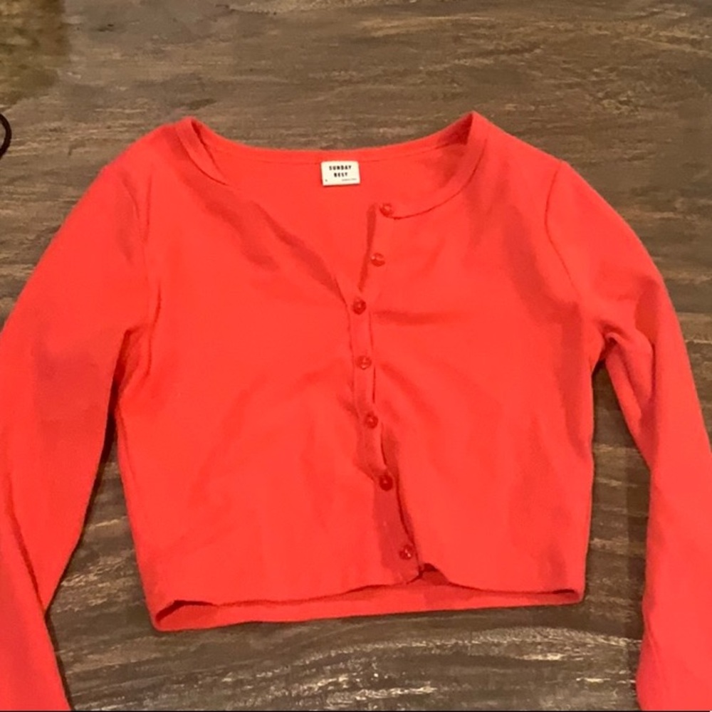 Shein Red Button-Up Cardigan